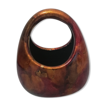 Vase ou jardinière en métal émaillé et laqué