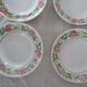6 Plates wolf mill decoration flowers pink and green faience old