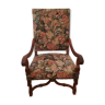 Louis XIII walnutstyle upholstered armchair