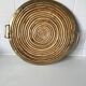 Round vintage bamboo and brass tray in the spirit of Gabrielle Crespia.