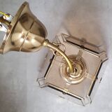 Vintage 70s chandelier in smoked glass and brass