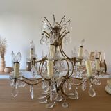 Lustre ancien cuivre et verre