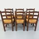 Set of 6 vintage brutalist chairs by Georges Robert in straw wood from the 1960s.
