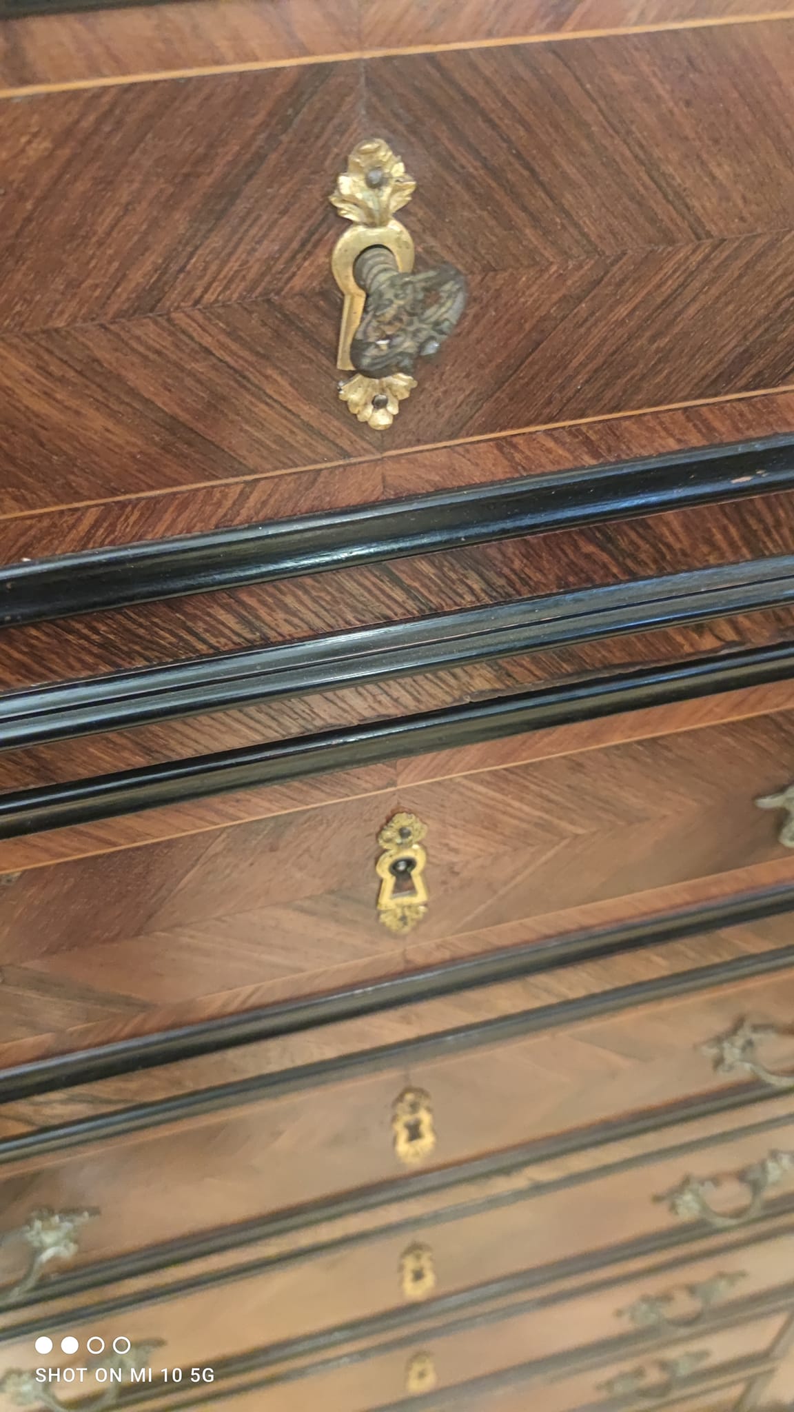Weekly cabinet in rosewood from Rio and India and blackened pear Napoleon III