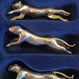 12 silver metal cat knife holders
