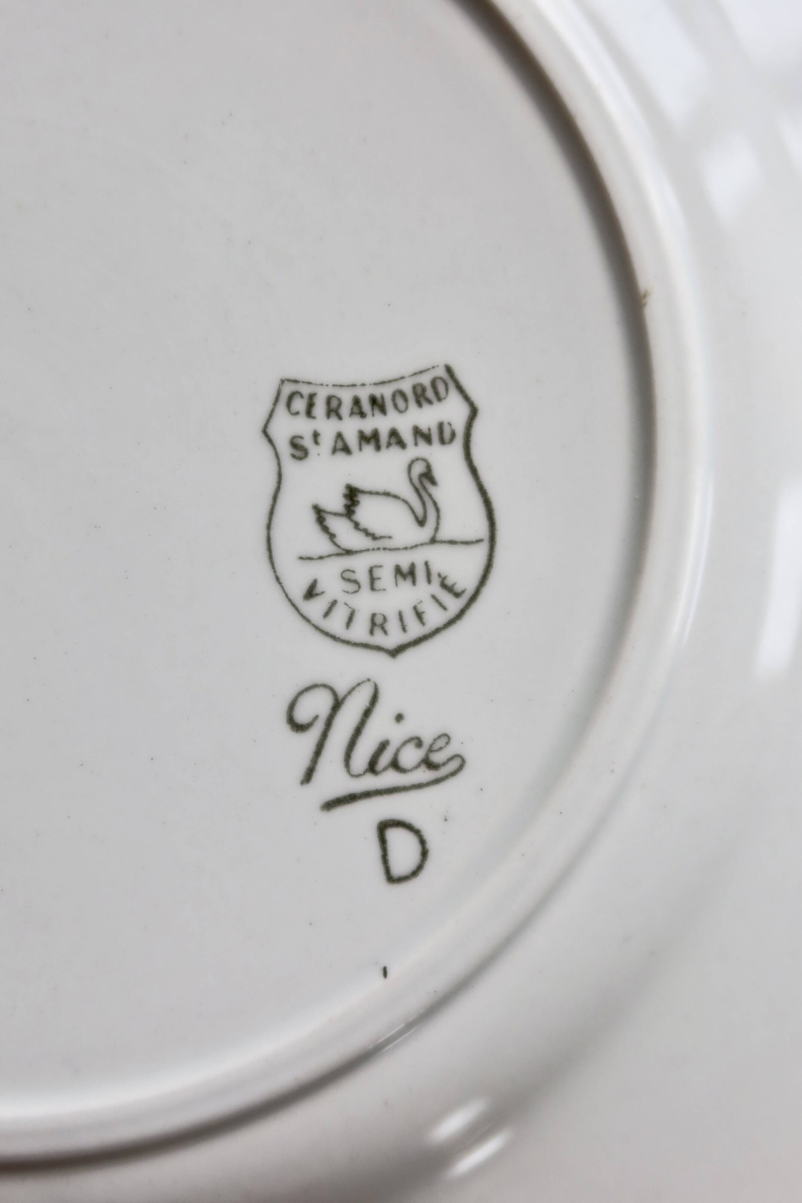 6 vintage dessert plates ceramic Céranord Saint-Amand model Nice