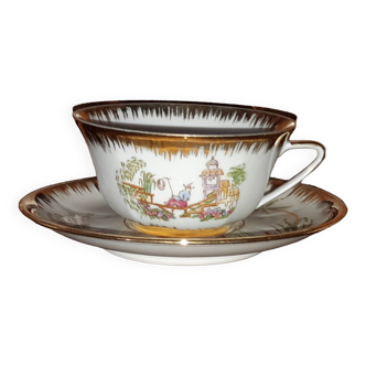 Tasse et soucoupe en porcelaine LA SEYNIE de Limoges