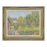 Huile sur toile " Le jardin en fleurs", signée Maurice Léan, XXe