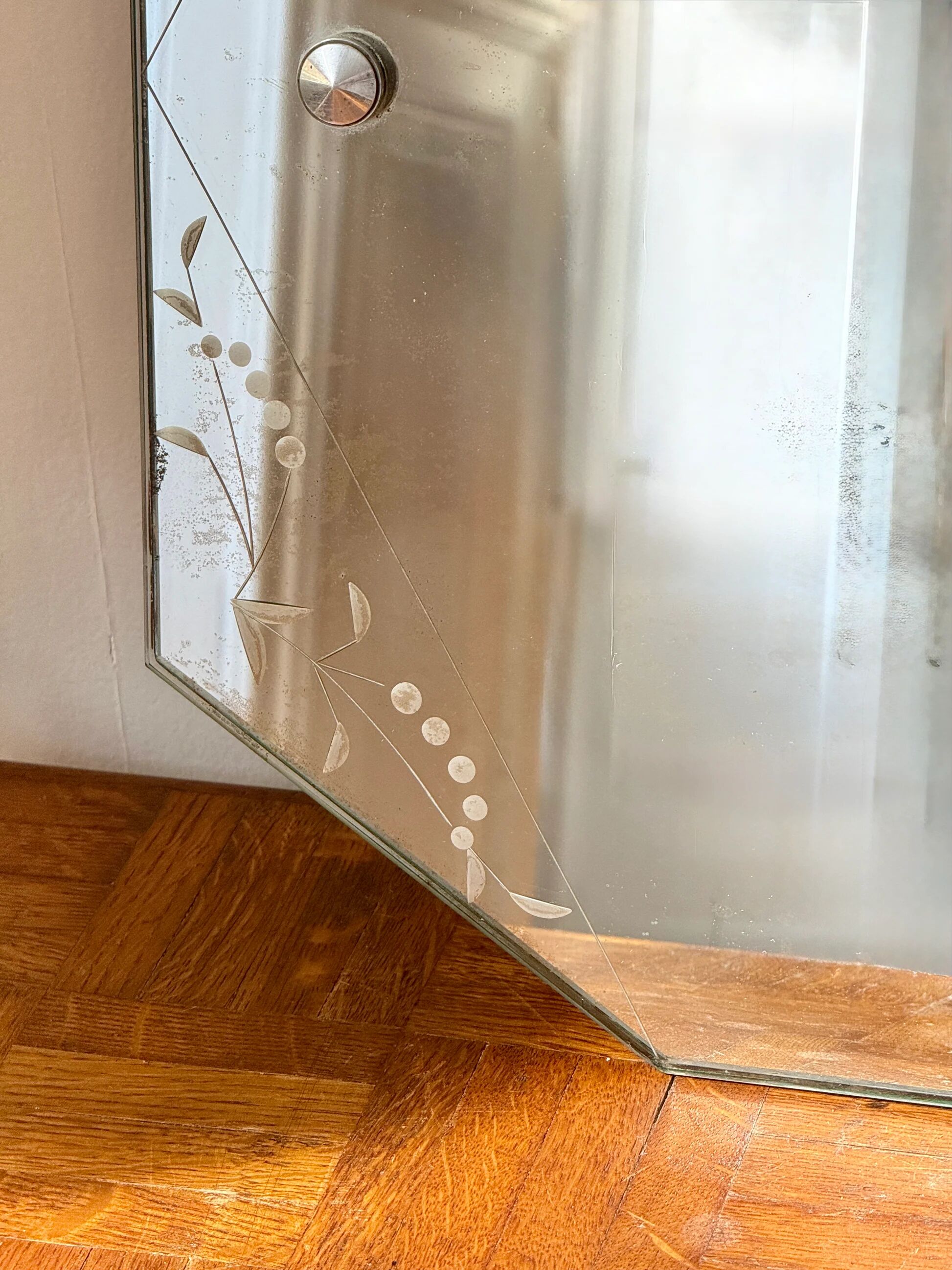 Miroir/glace biseautée détails fleuris