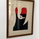Abstract composition - gouache, signed R. Rault, vintage wooden frame