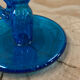 Bougeoir en verre soufflé bleu style Biot