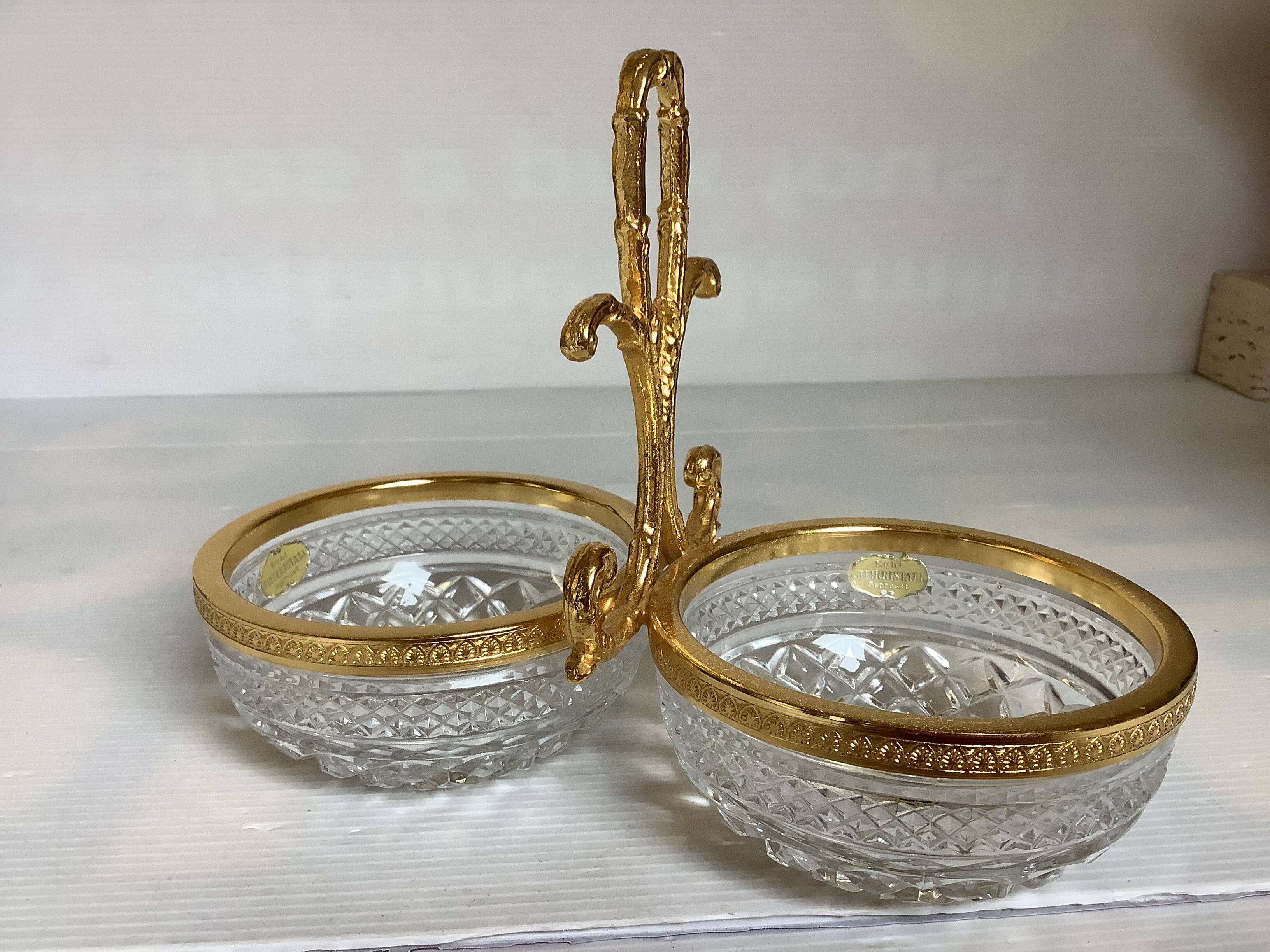 Double bowl servant in crystal Stella Genuine Lead Crystal