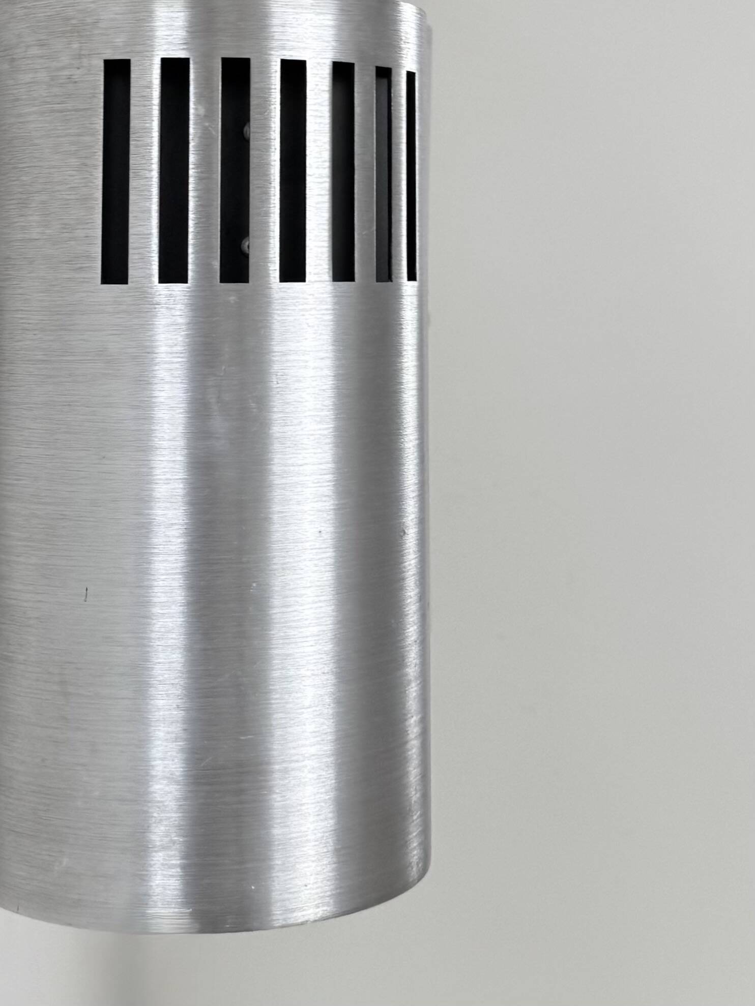 Set of 3 vintage brushed metal pendants, France, 1970.