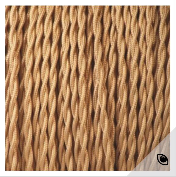 Lampe verre, câble tissu 2 M, abat-jour coton