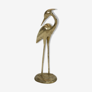 Hollywood Regency heron in golden brass 70s