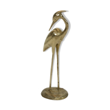 Hollywood Regency heron in golden brass 70s