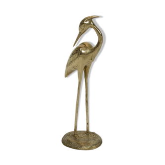 Hollywood Regency heron in golden brass 70s