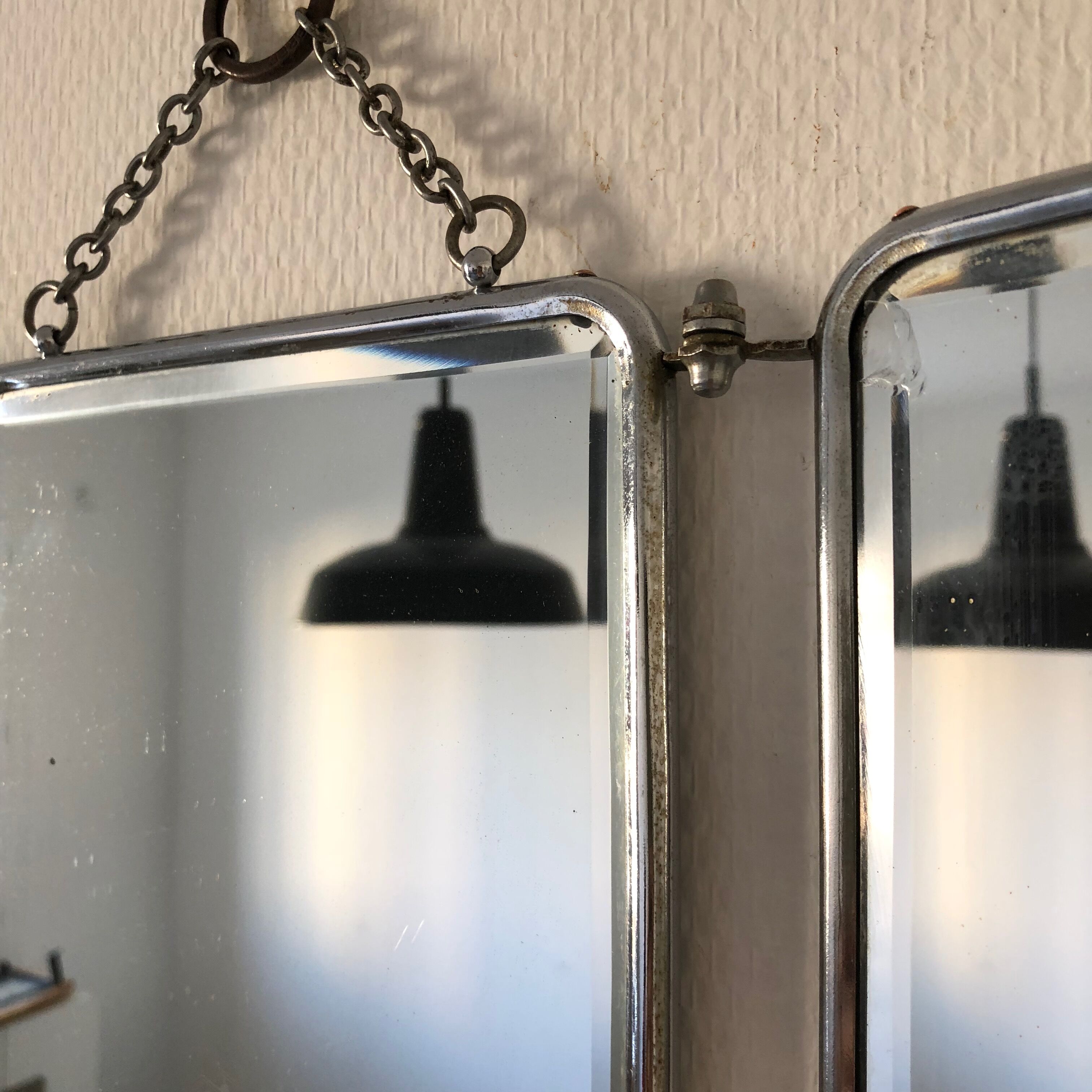 Mirror triptych barber strawberry 25 x 60 vintage 1930