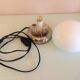 Bedside lamp in white opaline and chromed metal, 70s-80s