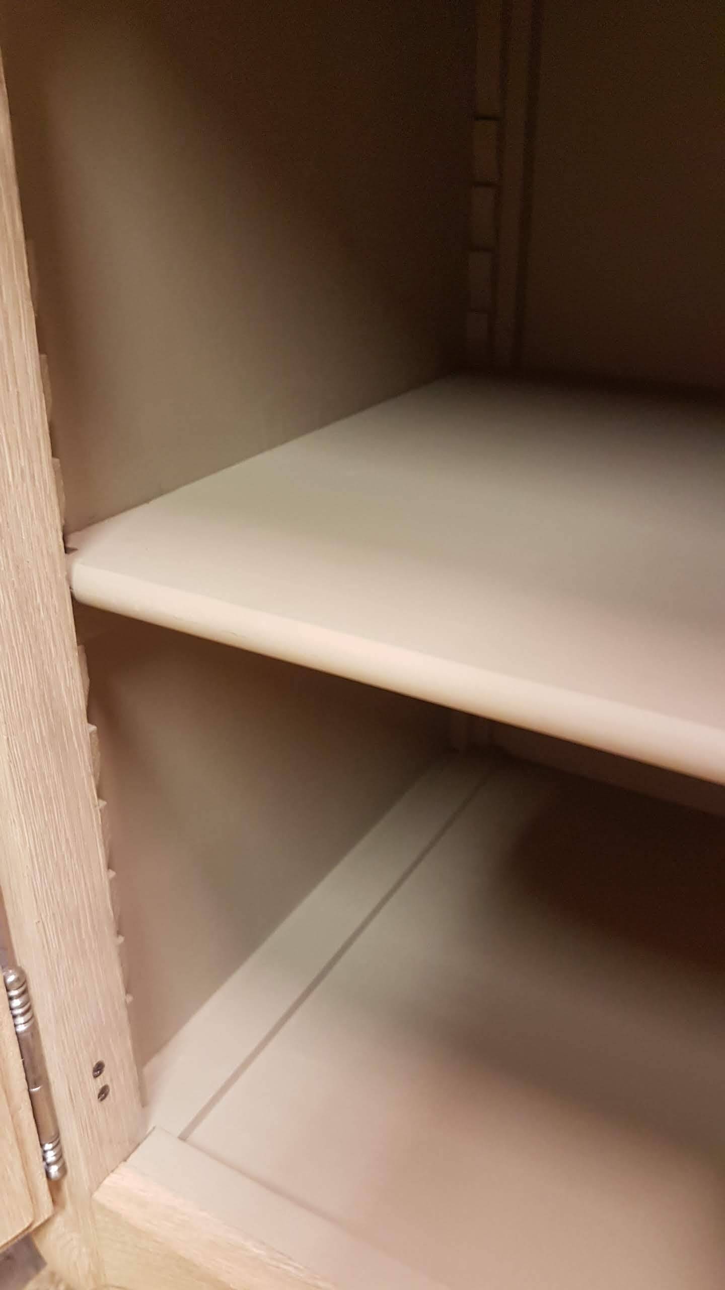 Old 2-door chest of drawers in air-coated oak, to be painted or varnished.
