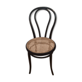 Chaise bistrot Thonet en bois noir et cannage