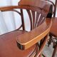 Set of 4 Vintage Bentwood Bar Stools, Brown Leather Seat, Nailhead Trim