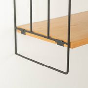 WHB wall shelf with ash wood shelves and black metal frame