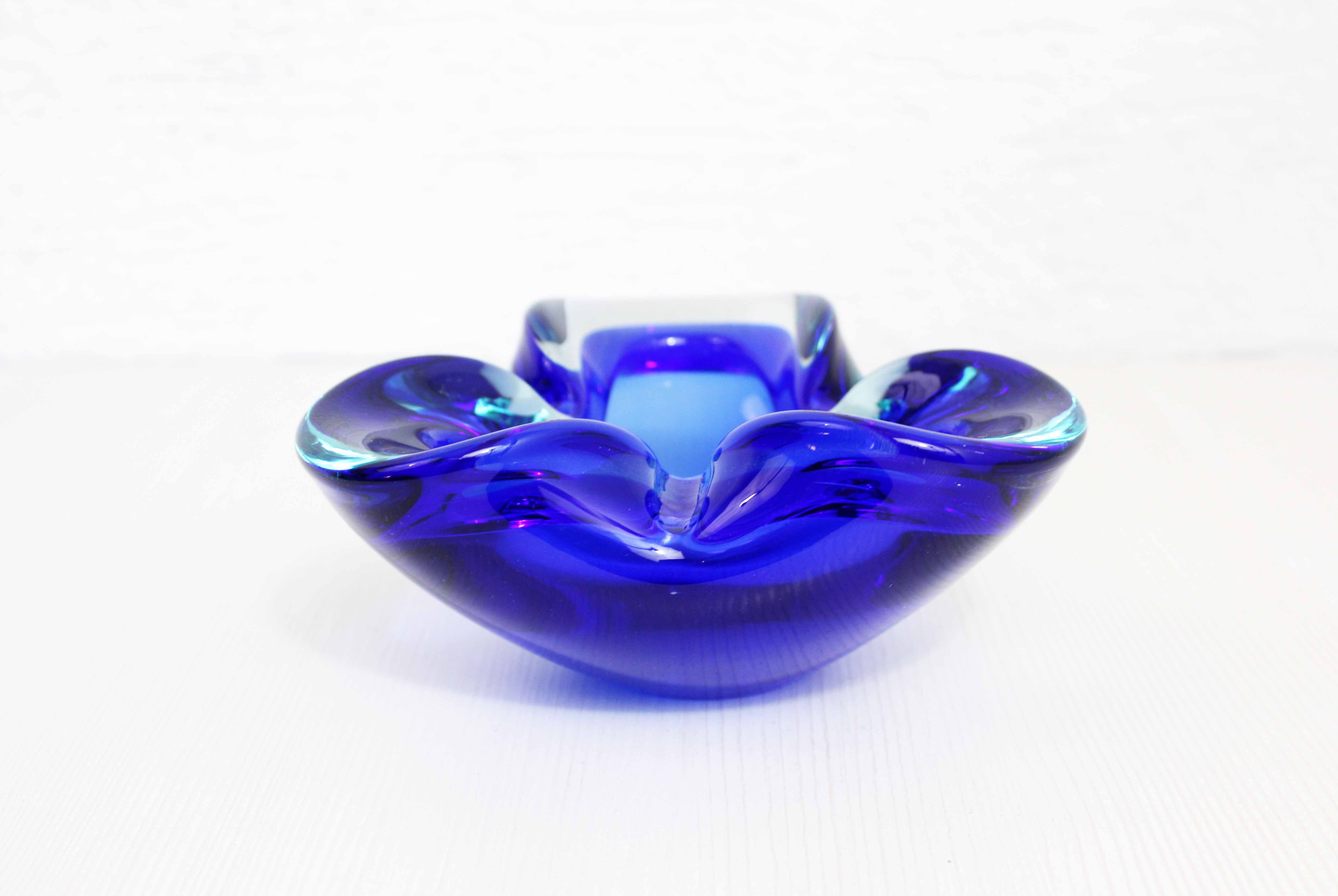 Blue Murano glass ashtray