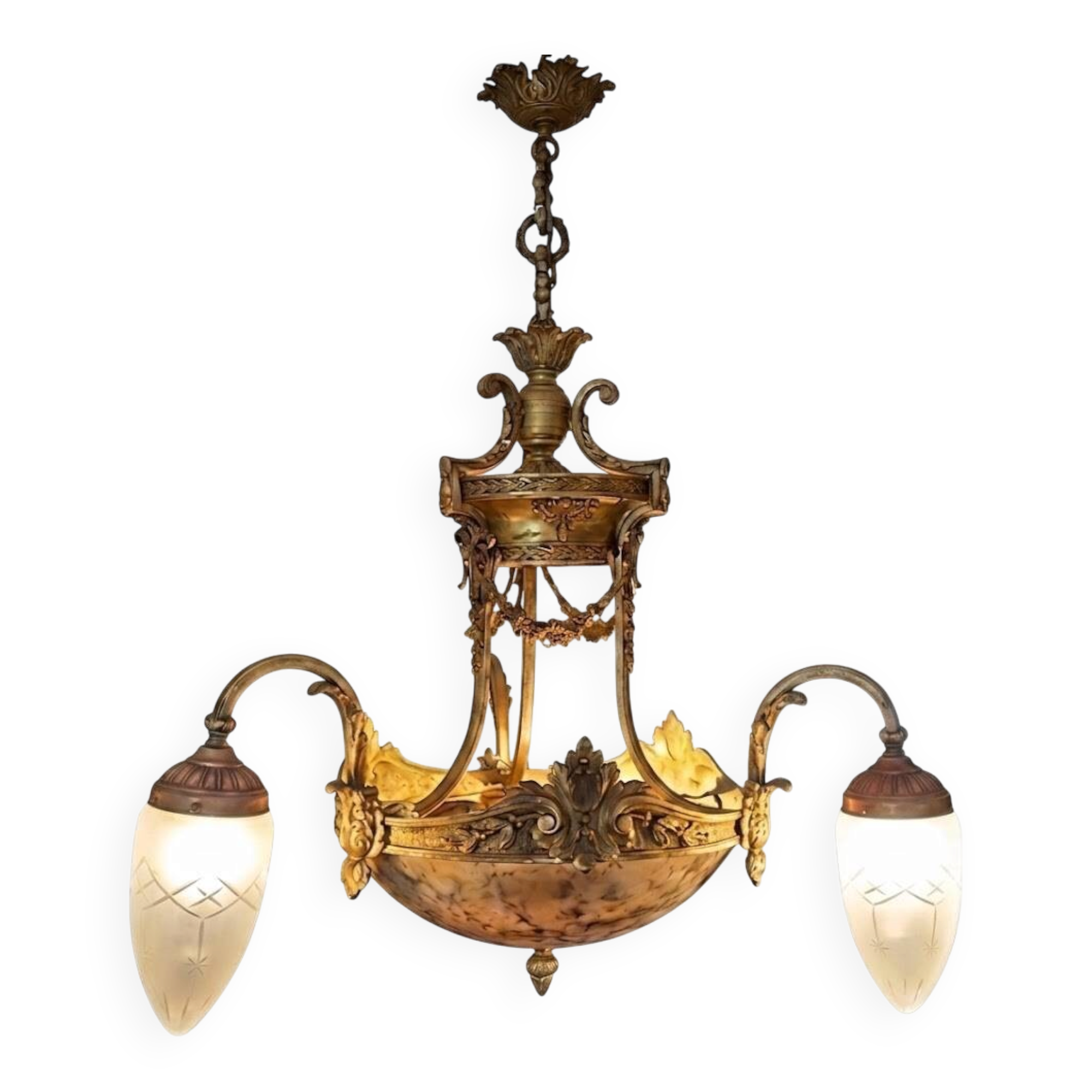 lustrous gold bronze and alabaster