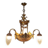 lustre bronze doré et albâtre