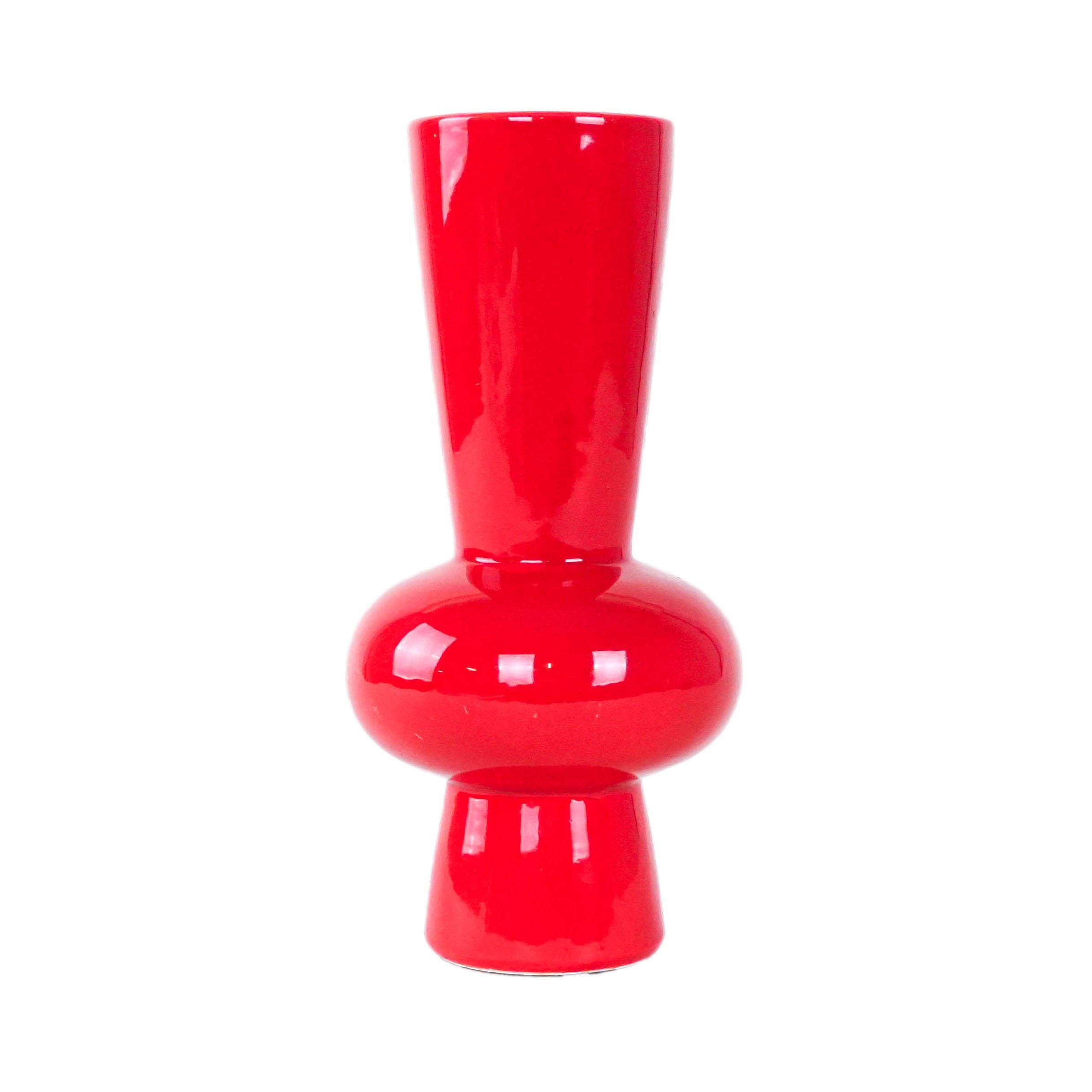 Red ceramic vase, Danish design, 1970s, made in Denmark