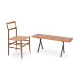 Metal and wood bench, 1950s