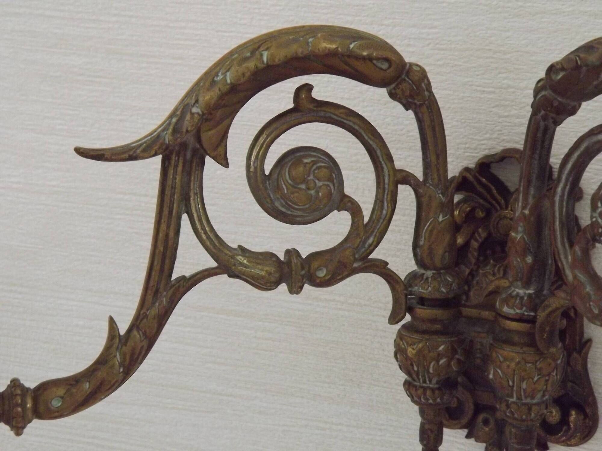 Pair of French Antique Signed GAVEAU 12 Double Piano Candle Sconces