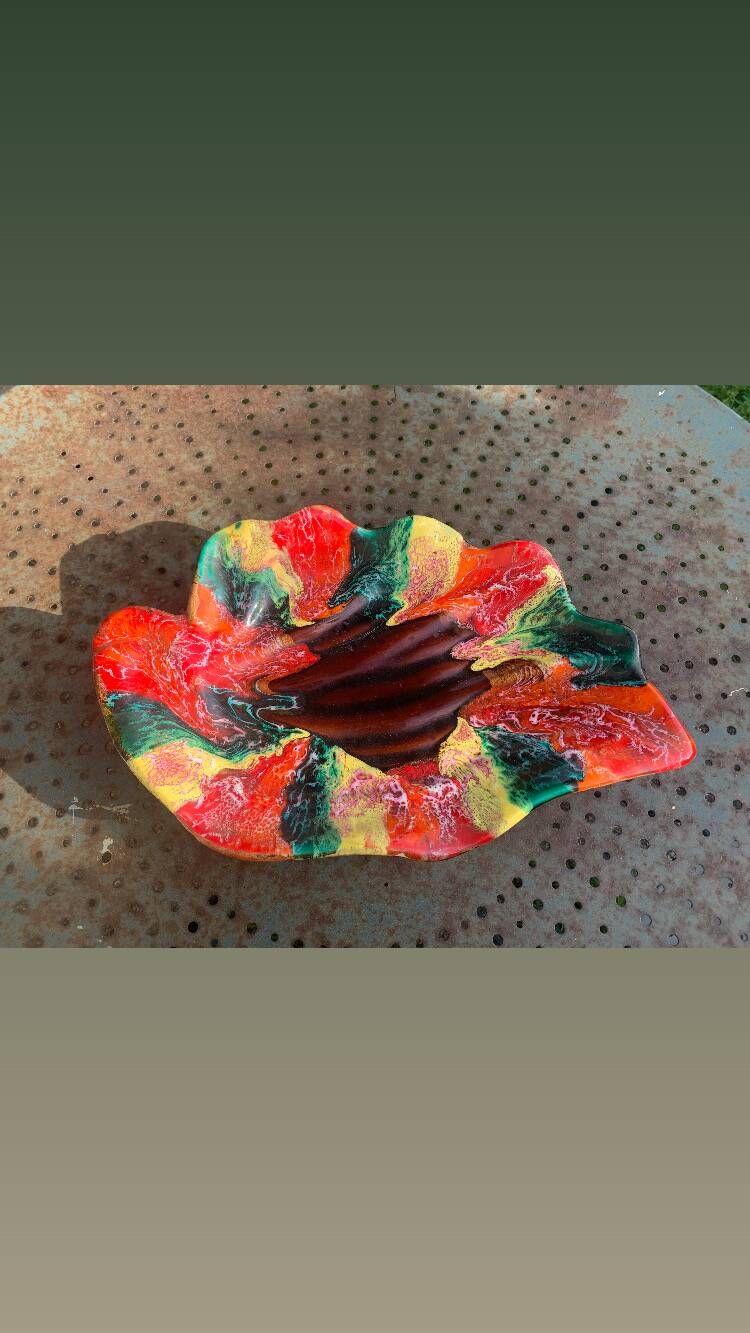 Fruit bowl in glazed ceramic stamped Vallauris, vintage 1960
