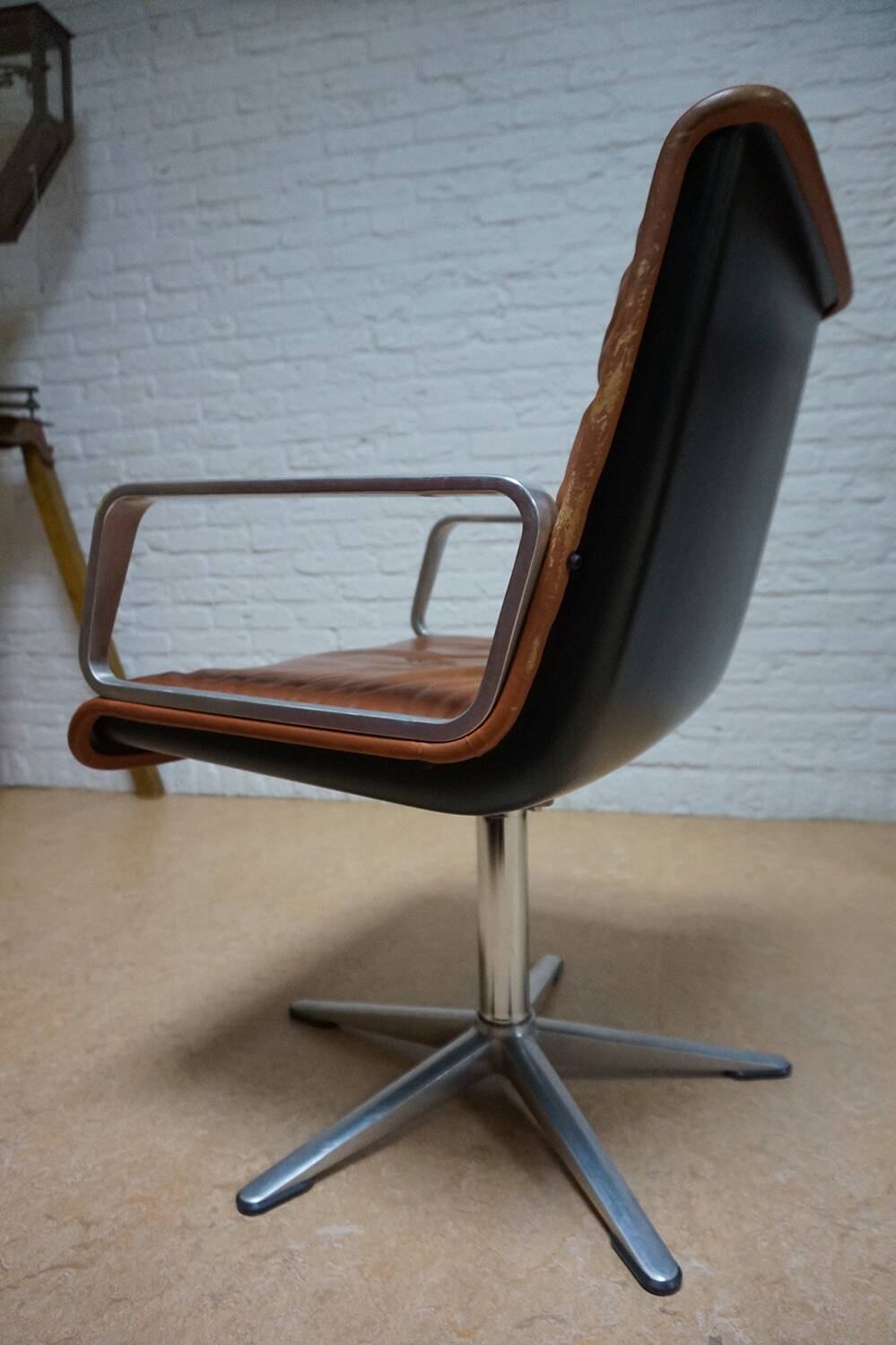 Cognac leather armchair by Delta 2000 for Wilkhahn, Germany, 1960s