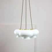 Mid-Century Italian Opaline Glass & Brass Pendant Lamp, set of 3