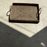 Rectangular Asian handmade basket with circular handle L:45 l:35