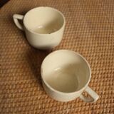 Set of 2 round coffee cups in ecru earthenware Digoin