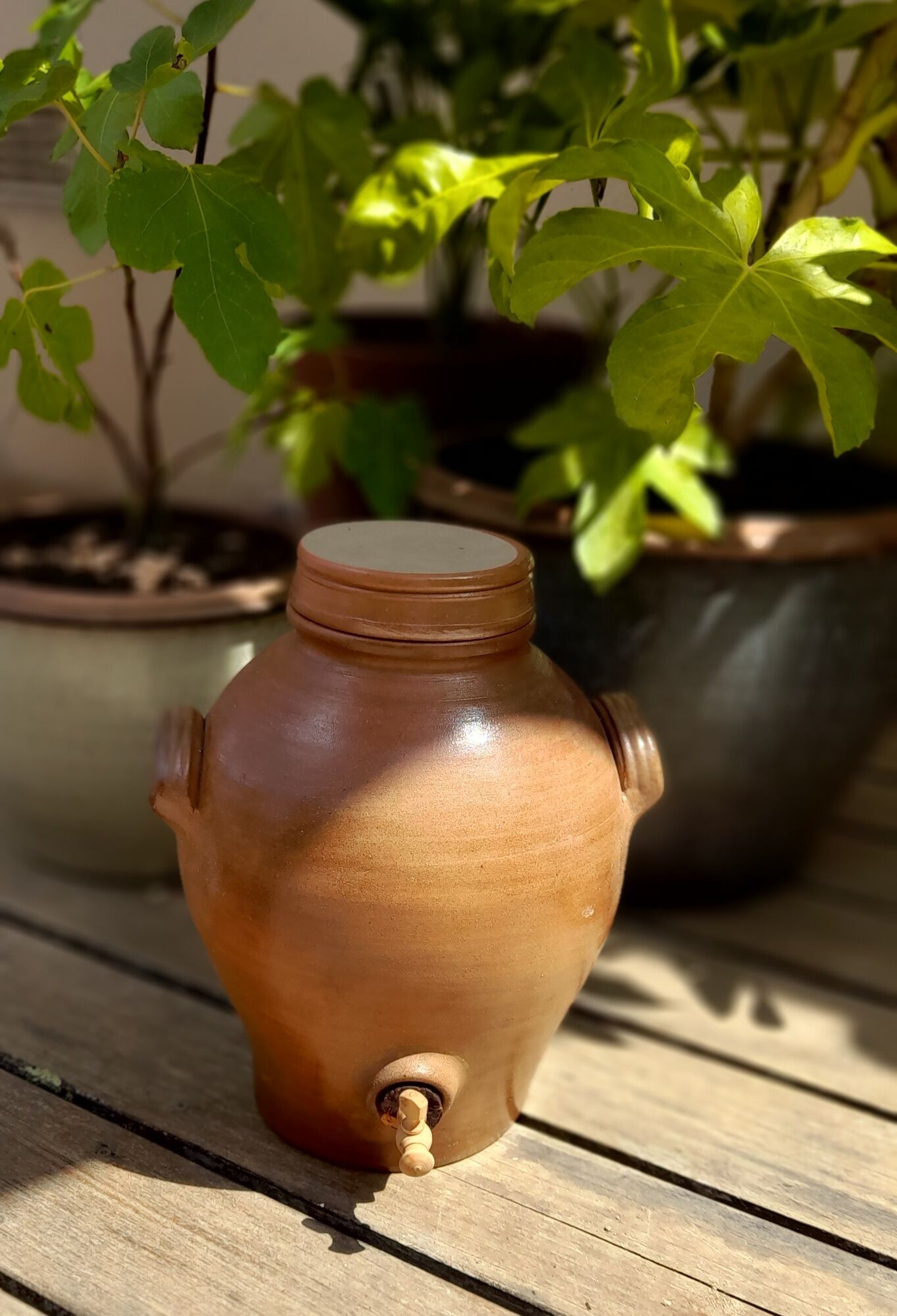 Vinaigrier in sandstone, pottery of the Mottes (La Puisaye), handmade - 7 liters