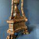 Antique lamp in gilded carved wood, tripod, Napoleon III, 19th century