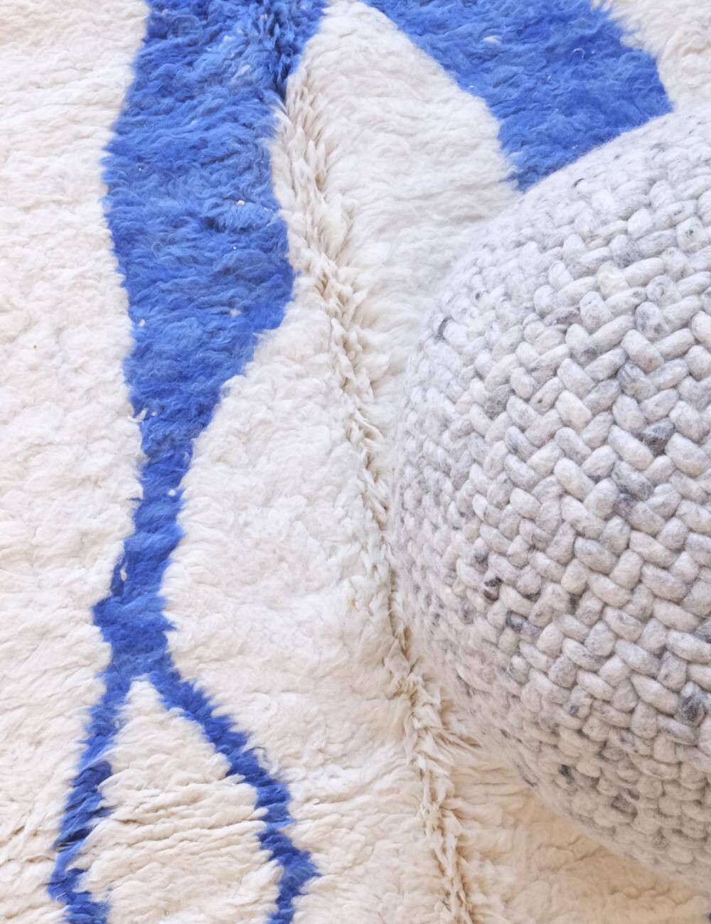 Blue and White Berber Rug - 345 x 252 cm