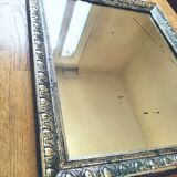 Old mercury mirror, in carved wood with silver leaf.