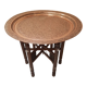 Vintage moroccan table in wood, copper and mother-of-pearl