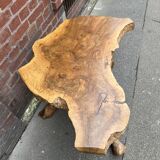Brutalist coffee table in solid olive tree, period around 1960