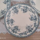 Lot de 9 assiettes diverses en faïence ancienne début 1900 décor roses bleues