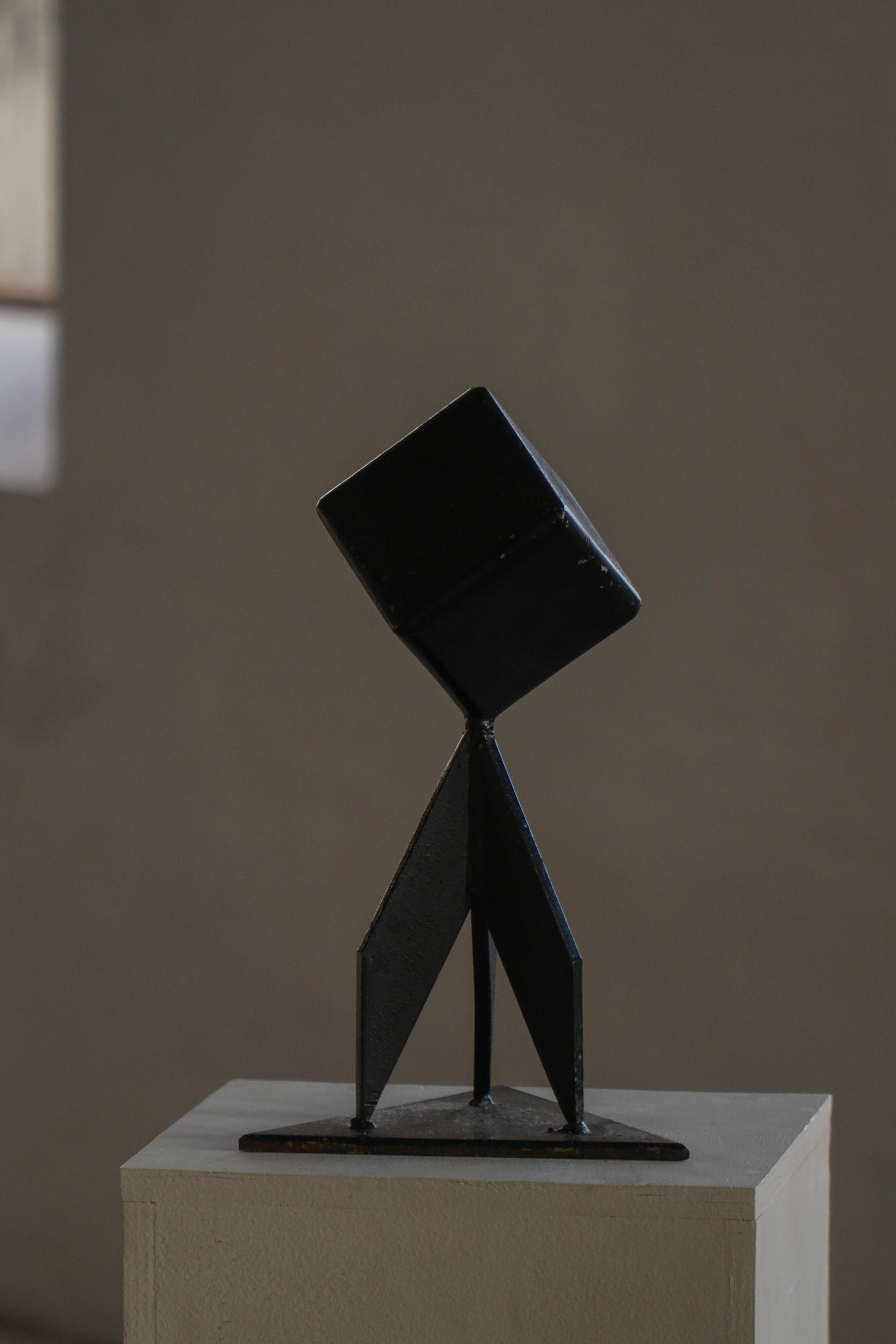 Abstract decorative Scandinavian metal sculpture from the mid-20th century, around the 1950s.