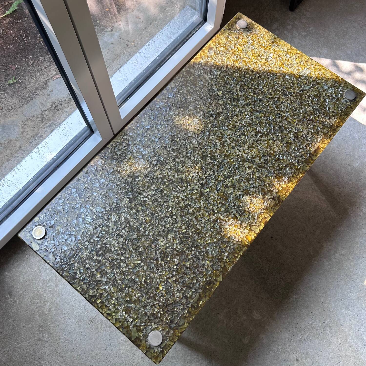 Glass terrazzo coffee table