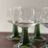 Vintage maximalist twisted green stemmed wine glass roemer