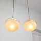 Mid-century Italian Brass and Glass Pendant Lamps, set of 2