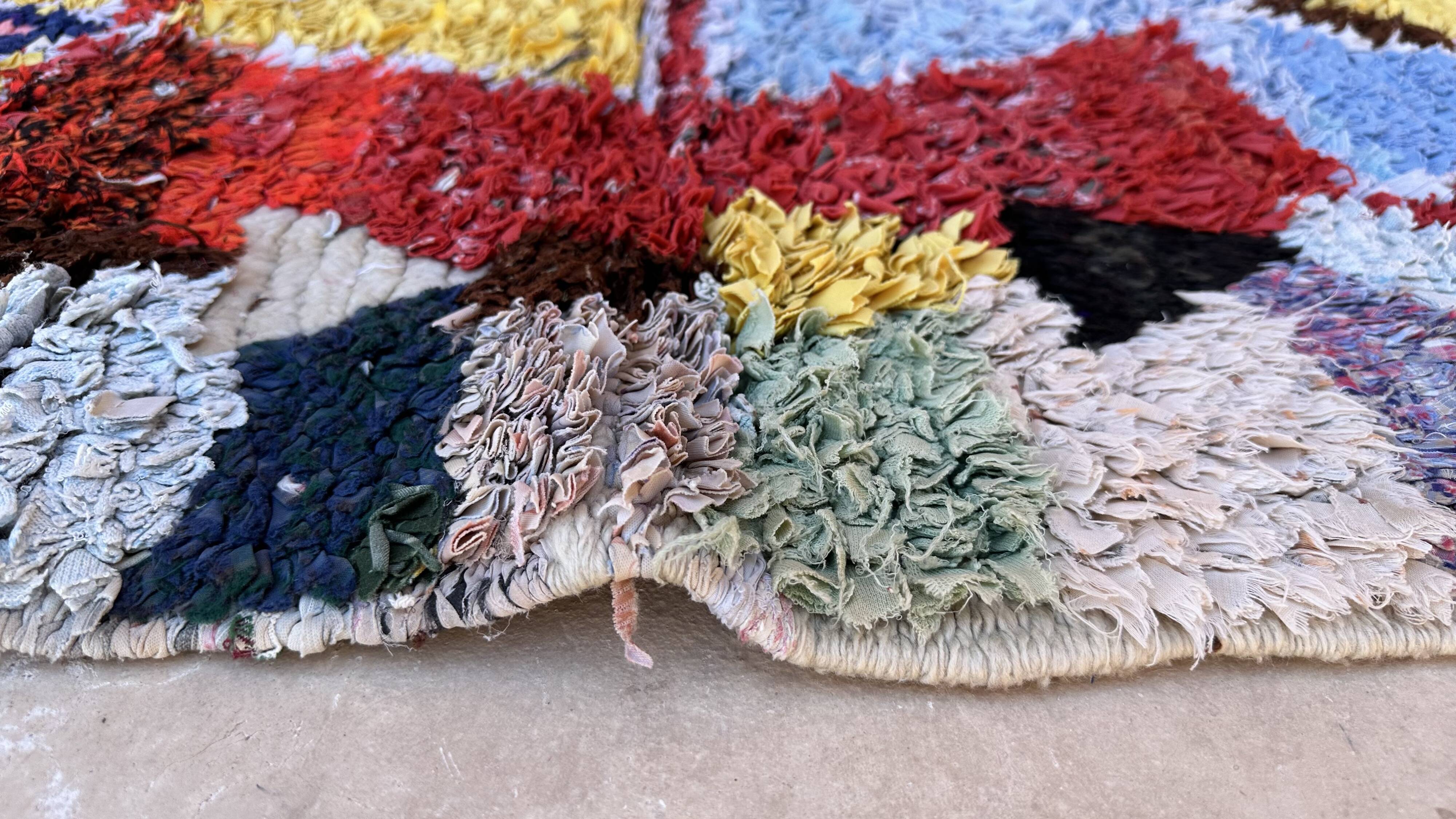 Tapis Berbère Boucherouite coloré - 81 x 190 cm